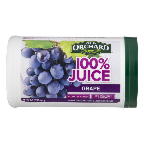 Naturally gluten free. No sugar added (see nutrition information for calorie and sugar content). 80% daily value of vitamin C. Frozen concentrate with added ingredients. www.oldorchard.com. Please visit us at www.oldorchard.com or call 1-800-330-2173. Please recycle after use.