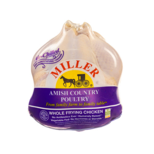 Miller Amish Whole Frying Chicken, Bone-In, Air-Chilled