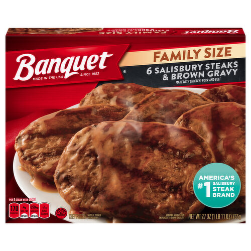 Banquet Family Size Frozen Salisbury Steaks & Brown Gravy
