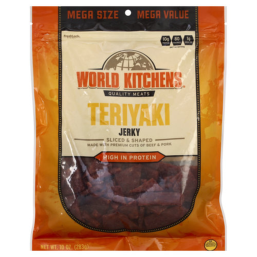 World Kitchens Jerky, Teriyaki, Sliced & Shaped, Mega Size