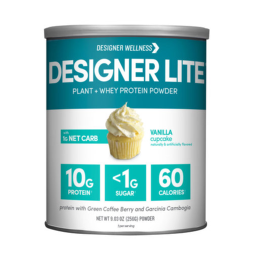 Designer Protein Lite Protein Powder, Natural, Vanilla Cupcake