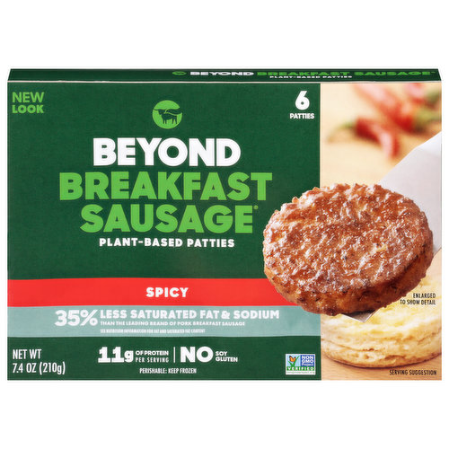 Beyond Breakfast Sausage Patties, Plant-Based, Spicy