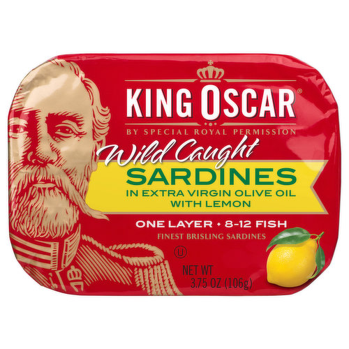 By special royal permission. Finest brisling sardines. Premium quality King Oscar Brisling Sardines have always been wild-caught, lightly wood-smoked, and hand-packed for generations. A Norwegian tradition since 1902. The best for you. Fish count may vary.
