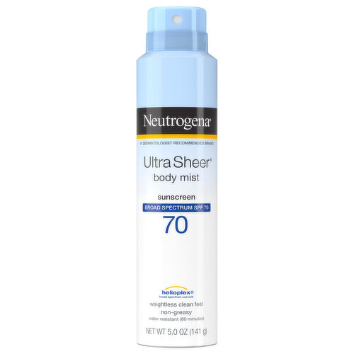 Neutrogena Ultra Sheer Sunscreen, Body Mist, Broad Spectrum SPF 70