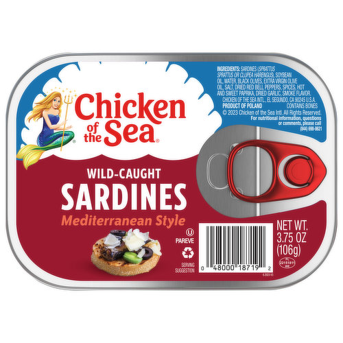 Chicken of the Sea Sardines, Wild-Caught, Mediterranean Style