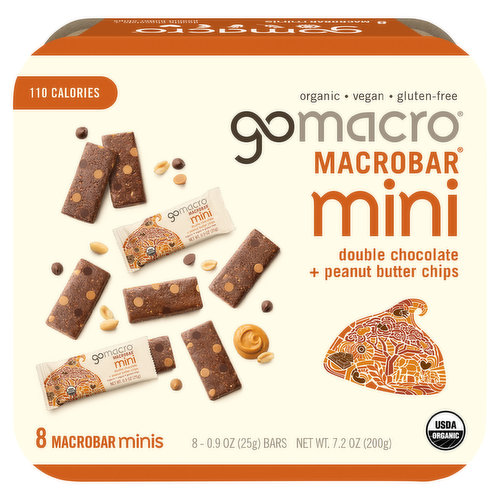 GoMacro MacroBars, Double Chocolate + Peanut Butter Chips, Mini