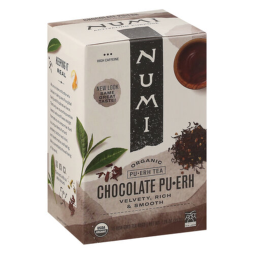 Numi Puerh Tea, Organic, Chocolate Puerh, Tea Bags