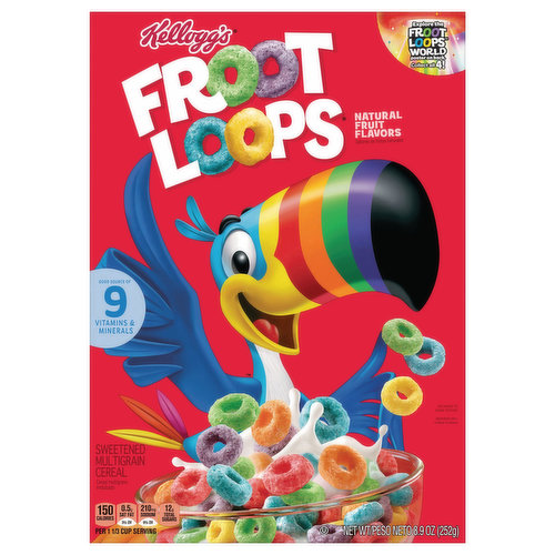 Froot Loops Cereal, Natural Fruit Flavors, Sweetened, Multigrain,