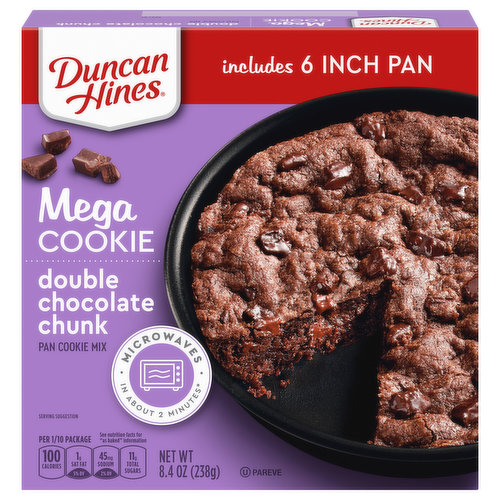 Duncan Hines Pan Cookie Mix, Double Chocolate Chunk, Mega Cookie