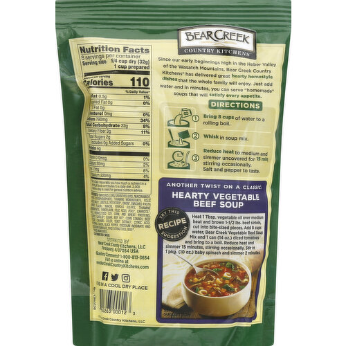 Bear Creek Country Kitchens Soup Mix, Vegetable Beef, Family Size - 9 oz