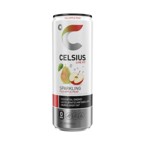 CELSIUS Sparkling Fuji Apple Pear, Essential Energy Drink