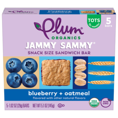 Plum Organics Jammy Sammy Jammy Sammy® Blueberry + Oatmeal 5-Count Box/1.02oz Bars
