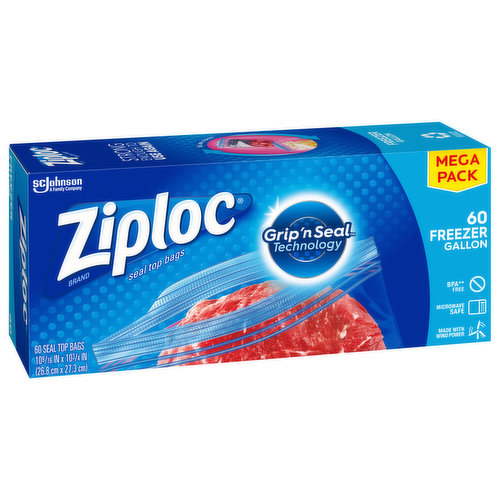 Ziploc Freezer Bags Value Pack, Quarter Size, 38ct 