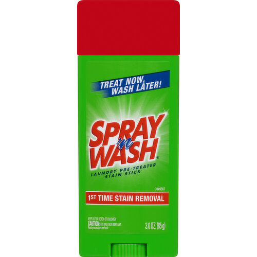 1st time stain removal. Treat now, wash later! - simply apply the stain stick when stains occur and wash up to 7 days later at your convenience. Perfect for traveling - Stain Stick meets TSA (TSA - Transportation Security Administration) carry-on 3-1-1 size requirements. Treat while on vacation and wash upon your return. Hints from the Experts: May be used with other laundry additives; safe for all colorfast washables and works in all temperatures; always test garment before using by applying to an inconspicous area. Contains no phosphorus. Health. Hygiene. Home. www.rbnainfo.com. Questions? 1-800-228-4722. For ingredient information visit, www.rbnainfo.com. Made in Canada.