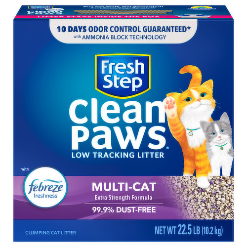 Fresh Step Clean Paws Clumping Cat Litter, Low Tracking, Multi-Cat