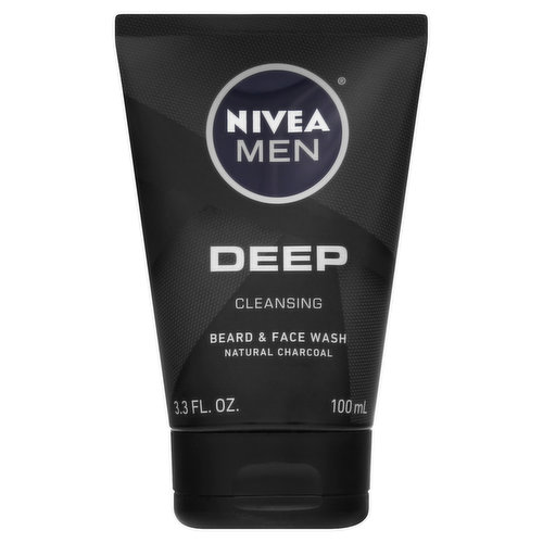 NIVEA MEN Deep Beard & Face Wash, Natural Charcoal, Cleansing