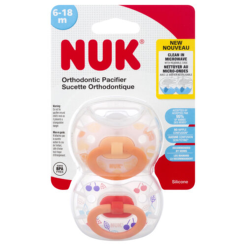 Nuk Pacifier, Orthodontic, Silicone, 6-18 m