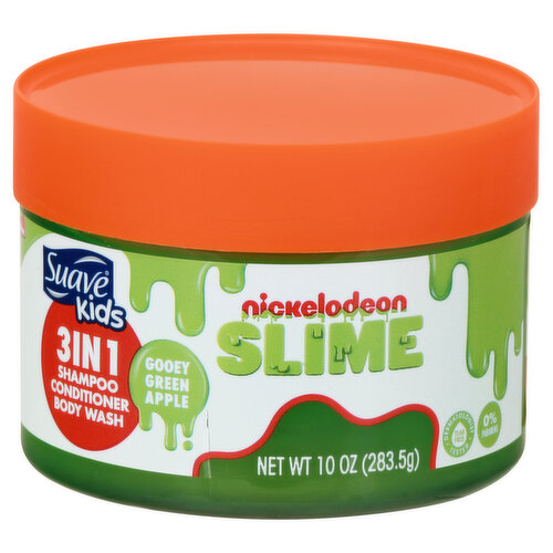 Suave Kids Shampoo, Conditioner, Body Wash, 3 in 1, Gooey Green Apple, Nickelodean Slime