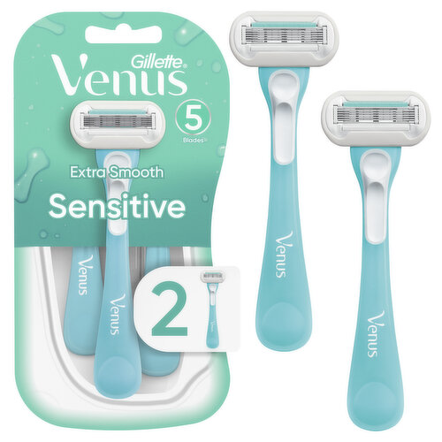 Venus Extra Smooth Sensitive Women's Disposable Razors, 2 Count