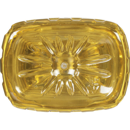 Vintage Amber Glass Casserole Dish With Yellow Flowers 