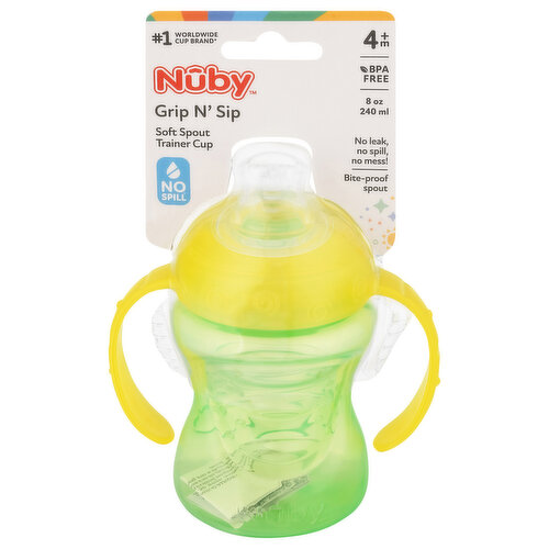 Nuby Trainer Cup, Soft Spout, Grip N' Sip, 8 Ounce, 4m+