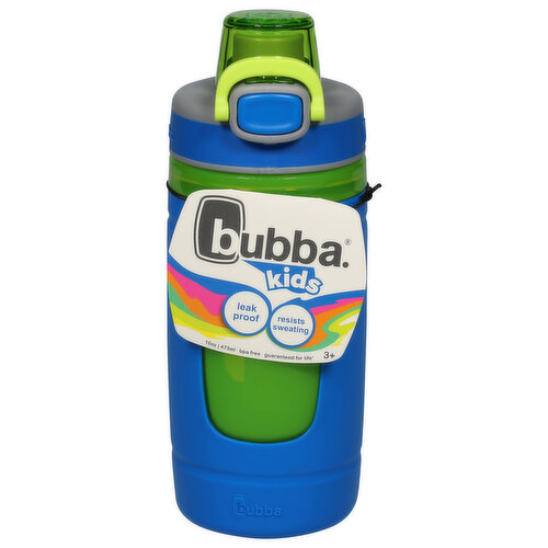 Bubba Flo Kids Water Bottle with Silicone Sleeve Crystal Ice, 16 oz