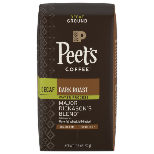 Peet's Coffee Coffee, Ground, Dark Roast, Major Dickasons Blend, Decaf