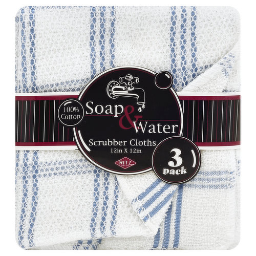 Ritz Soap & Water Scrubber Cloths, 3 Pack