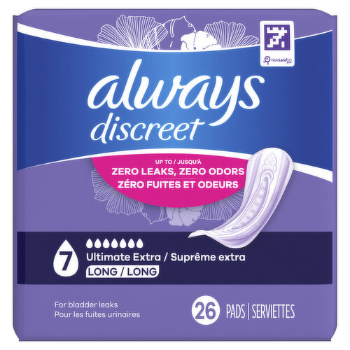 Always Discreet Discreet Ultimate Extra Protect Absorbency, Long Length