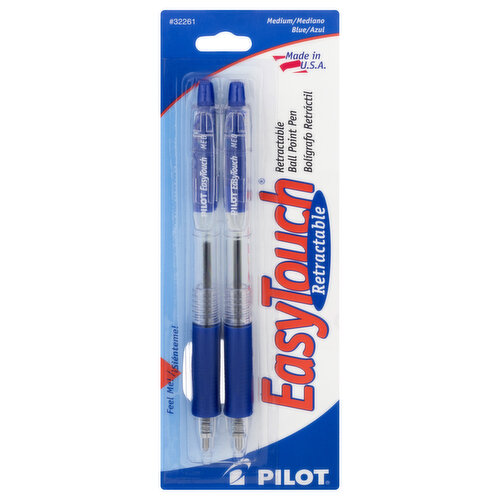 EasyTouch Pilot Ball Point Pen, Retractable, Medium, Blue