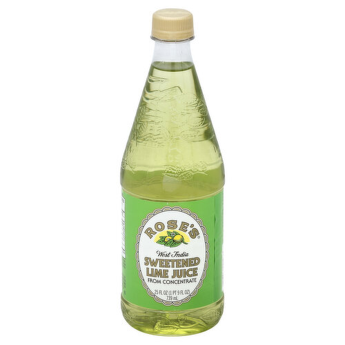 From concentrate. Contains 100% juice. Questions or comments call 1-800-426-4891. Rosemix.com. Concentrate from Mexico.