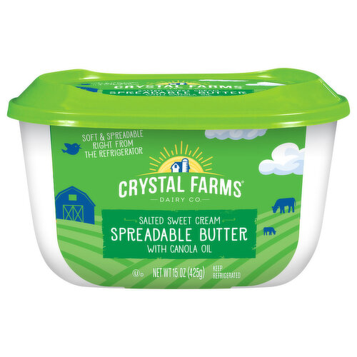 Crystal Farms Spreadable Butter, with Canola Oil, Salted Sweet Cream