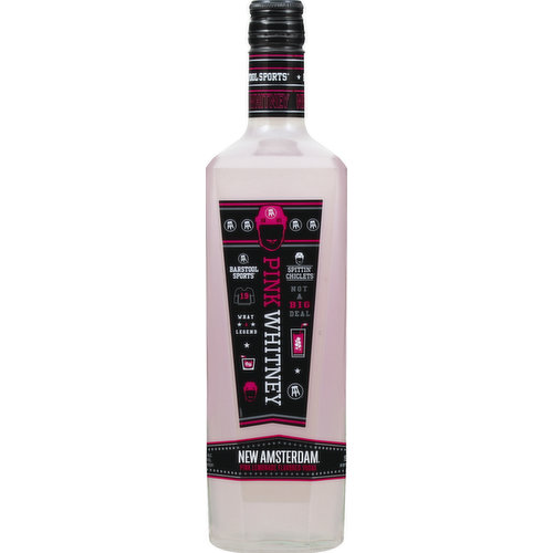 Pink lemonade flavored vodka. Barstool sports. Spittin chiclets. What a legend . Not a big deal. 5x distilled. The spittin chiclets crew has taken over New Amsterdam vodka to create a spirit inspired by Ryan Whitneys favorite drink award-winning New Amsterdam vodka mixed with fresh pink lemonade. The result is an exceptionally smooth. Great-tasting pink lemonade flavored vodka. Certified color added. newamsterdamspirits.com. Contact Us: 877-879-2446. 30% alc by vol. 60