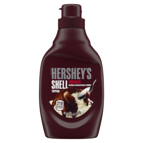 Imagine a HERSHEY'S chocolate bar melted down so you can pour it over your favorite baked goods and ice cream with a crisp, hard finish! HERSHEY'S shell topping is the perfect ice cream topper that hardens in seconds to give you a crisp, chocolaty finish. Shake the bottle well before use and do not refrigerate. If the syrup hardens inside the bottle, simply place the bottle in hot water for several minutes. You can also pour this delicious chocolate shell over desserts like brownies, cookies, bars, cakes and anything else that needs a bit of chocolaty crunch. Keep HERSHEY'S shell topping on hand during the holidays too. Gift it to the bakers in your family or use this chocolate syrup that hardens into a shell for Valentine's Day, Easter and Christmas desserts. You can also use it to create unique and edible Halloween crafts. When a baked good needs a bit of chocolate topping, this HERSHEY'S shell is your go-to.
