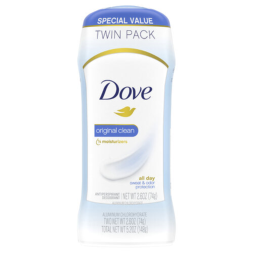 Dove Deodorant, Anti-Perspirant, Original Clean, Twin Pack, Special Value