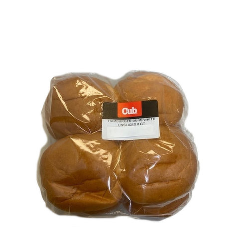 Cub Bakery Hamburger Buns WhiteUnsliced 8 Ct