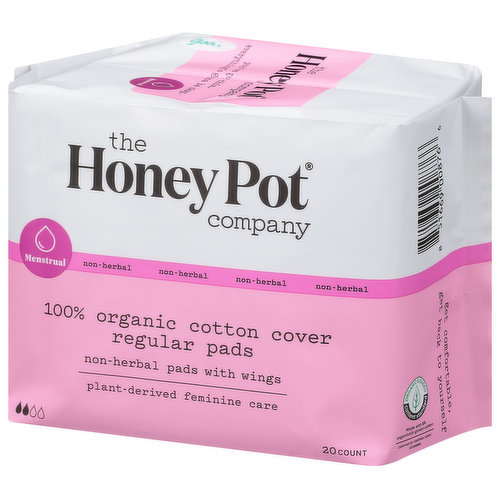 The Honey Pot Company Herbal Super Pads With Wings, Organic Cotton