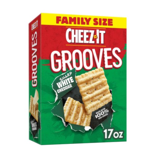 Cheez-It Grooves Crunchy Cheese Crackers, Sharp White Cheddar, Family Size