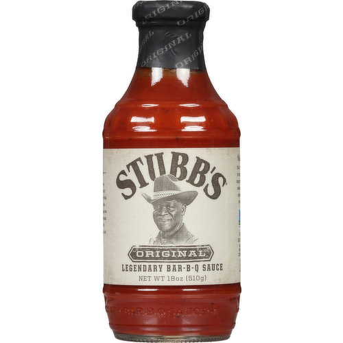 When Stubb opened his original Texas Bar-B-Q joint in 1968 he served a plate of what he called love and happiness. Stubb smoked meat to perfection and made his sauces from scratch. Today his legacy lives on in the bottle you're holding in your hand. And if you're ever in Austin, come visit Stubb's Bar-B-Q for some great food, a cold one and live music! Made right. This is the real deal, the original. And its tangy tomato, vinegar, molasses and black pepper are gonna treat you right.