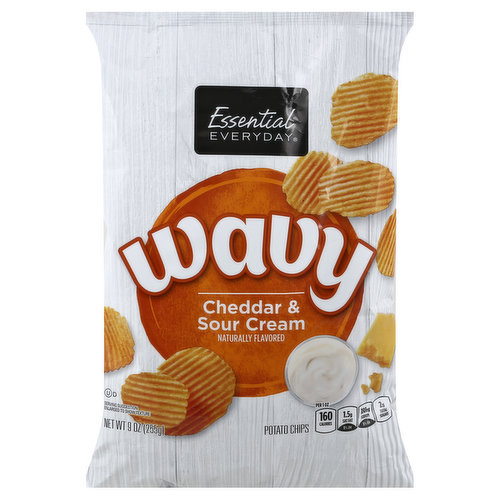 Essential Everyday Potato Chips, Cheddar & Sour Cream, Wavy