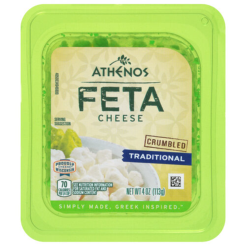 Athenos Cheese, Feta, Traditional, Crumbled