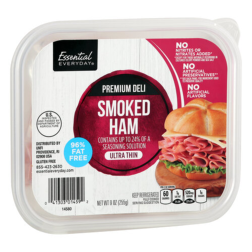 Essential Everyday Ham, Smoked, Ultra Thin, Premium Deli