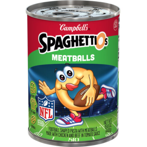 Campbell's® SpaghettiOs® NFL Football Shaped Canned Pasta with Meatballs