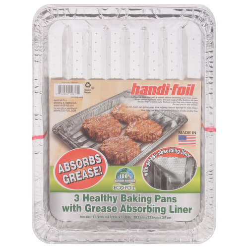 Handi-Foil Baking Pans with Grease Absorbing Liner, Healthy