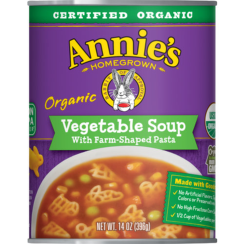 Annie's Organic Vegetable Soup with Farm-Shaped Pasta, 14 oz.