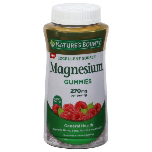 Nature's Bounty Magnesium, 270 mg, Gummies, Raspberry