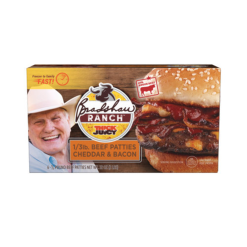 Bradshaw Ranch Beef Patties, Cheddar & Bacon, Thick N Juicy