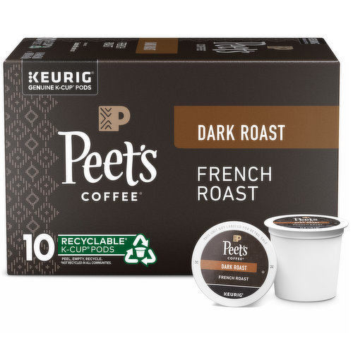 Peet's Coffee French Roast Dark Roast Single Serve Pods Compatible with Keurig Brewers