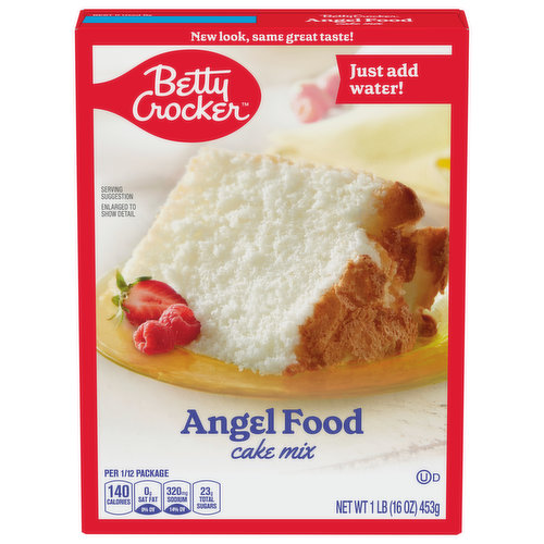 Betty Crocker Angel Food Cake Mix is the perfect fat free dessert for your special occasion. It’s a classic texture and flavor that everyone will love.