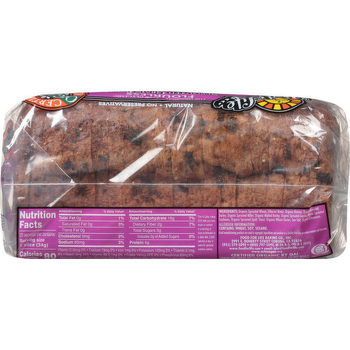 Food for Life Ezekiel 4:9 Bread, Cinnamon Raisin, Sprouted Grain, Flourless